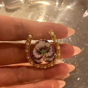 Vintage purple horseshoe brooch